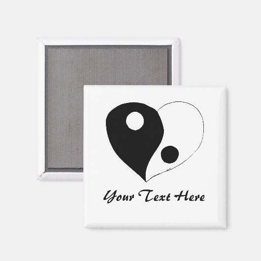 Yin Yang Heart (B/W) Magnet (Vorderseite/Rückseite)