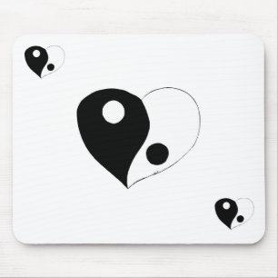 Yin Yang Heart (B/W) Mousepad