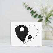 Yin Yang Heart (B/W) Postkarte (Stehend Vorderseite)
