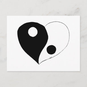 Yin Yang Heart (B/W) Postkarte