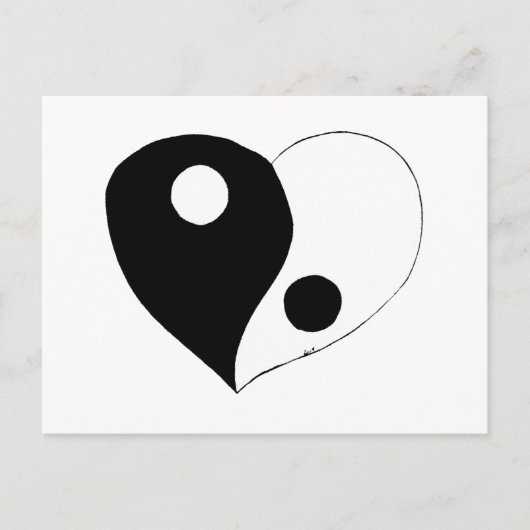 Yin Yang Heart (B/W) Postkarte (Vorderseite)