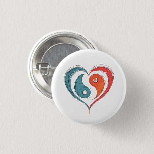 Yin Yang Heart Balance Artistic Button (Vorne & Hinten)