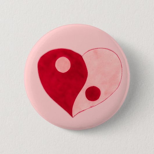 Yin Yang Heart (Rot/Rosa) Button (Vorderseite)