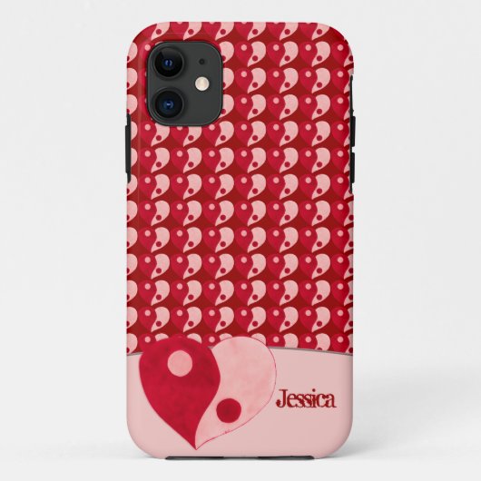 Yin Yang Heart (Rot/Rosa) Case-Mate iPhone Hülle (Rückseite)