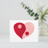 Yin Yang Heart (Rot/Rosa) Postkarte (Stehend Vorderseite)
