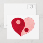 Yin Yang Heart (Rot/Rosa) Postkarte (Vorne/Hinten)