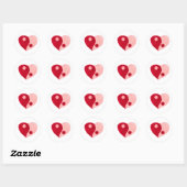 Yin Yang Heart (Rot/Rosa) Runder Aufkleber (Blatt)