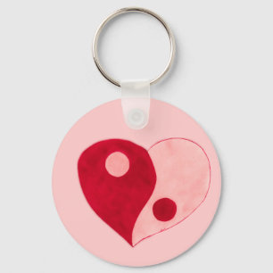 Yin Yang Heart (Rot/Rosa) Schlüsselanhänger