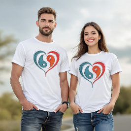Yin Yang Heart Symbol - Einzigartiges künstlerisch T-Shirt