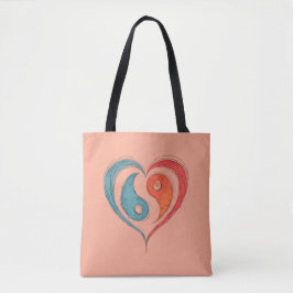 Yin Yang Heart Tote Bag - Personalisiert Tasche
