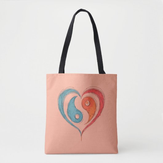 Yin Yang Heart Tote Bag - Personalisiert Tasche (Vorderseite)