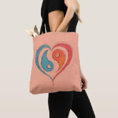 Yin Yang Heart Tote Bag - Personalisiert Tasche (Von Nahem)