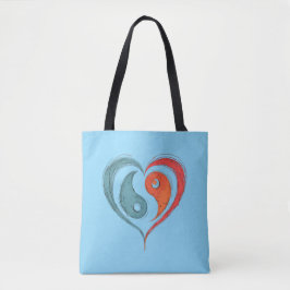 Yin Yang Heart Tote Bag - Personalisiert Tasche