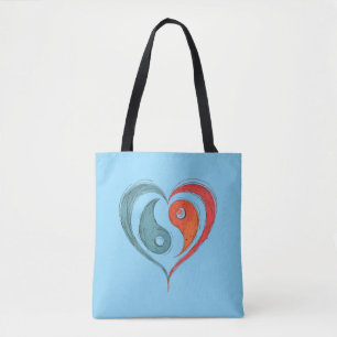 Yin Yang Heart Tote Bag - Personalisiert Tasche
