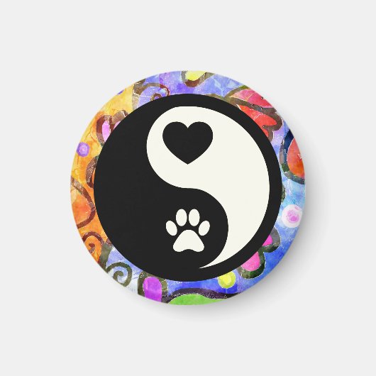 Yin Yang Heart und Paw Magnet (Vorne)
