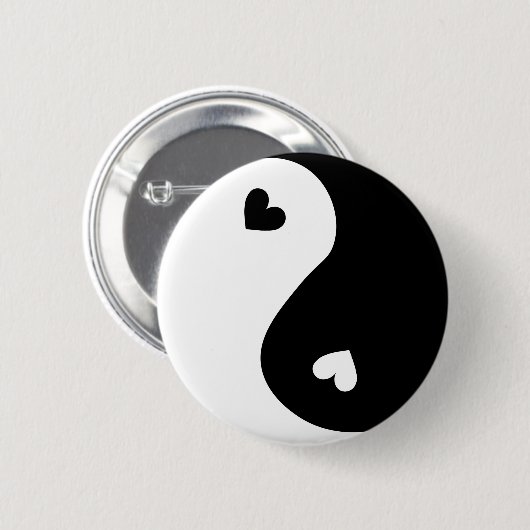 Yin Yang Hearts Design Button (Vorne & Hinten)