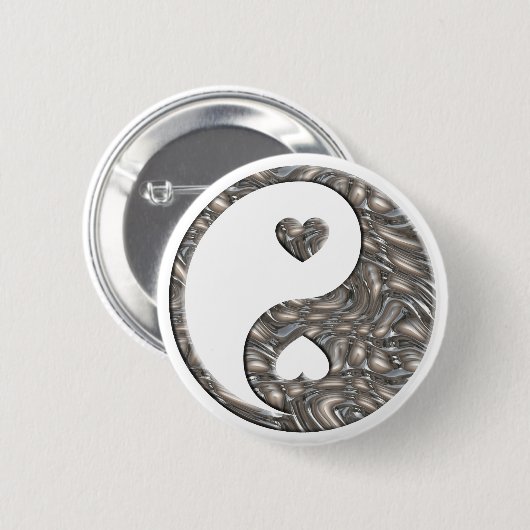 Yin & Yang / Hearts SILVER Button (Vorne & Hinten)