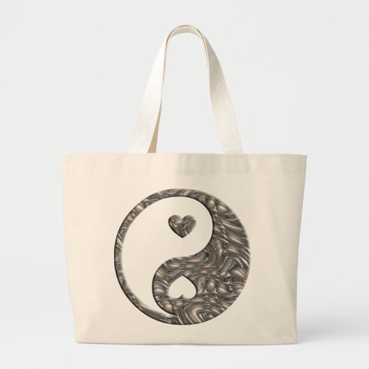 Yin & Yang / Hearts SILVER Jumbo Stoffbeutel (Vorne)
