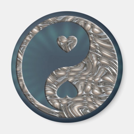Yin & Yang / Hearts SILVER Magnet (Vorne)