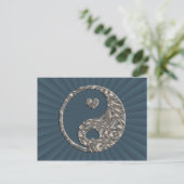 Yin & Yang / Hearts SILVER Postkarte (Stehend Vorderseite)