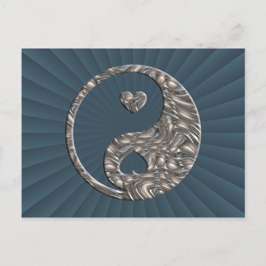 Yin & Yang / Hearts SILVER Postkarte (Vorderseite)