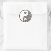 Yin & Yang / Hearts SILVER Runder Aufkleber (Tasche)