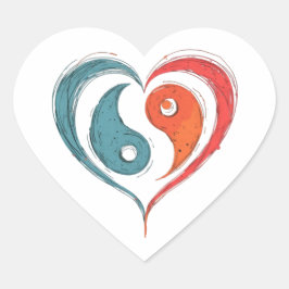 Yin Yang Herz Artistic Balance Symbol Herz-Aufkleber