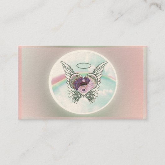Yin Yang Herz-Engel in den Pastellfarben Visitenkarte (Vorderseite)
