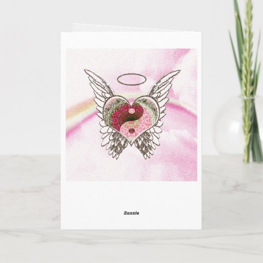 Yin Yang Herz-Engel Wings Aquarell Karte (Rückseite)