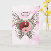 Yin Yang Herz-Engel Wings Aquarell Karte (Gelbe Blume)