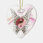 Yin Yang Herz-Engel Wings Aquarell Keramikornament (Links)