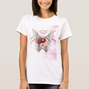 Yin Yang Herz-Engel Wings Aquarell T-Shirt