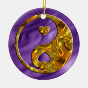 Yin & Yang / Herz Gold   Lippenwellen Keramikornament