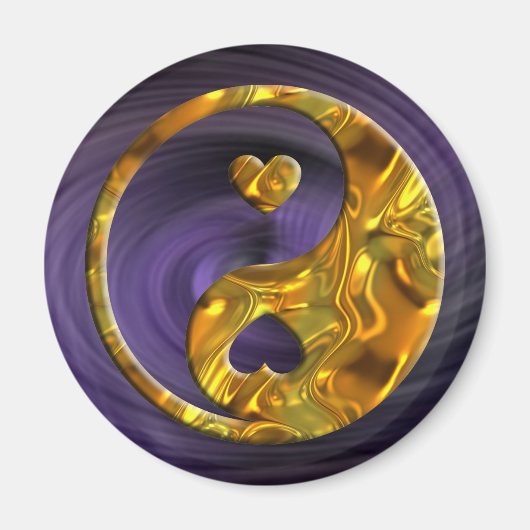Yin & Yang / Herz Gold Magnet (Vorne)