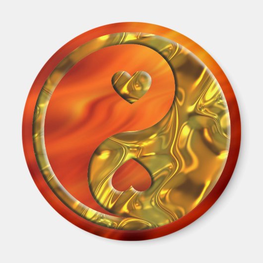 Yin & Yang / Herz Gold Magnet (Vorne)