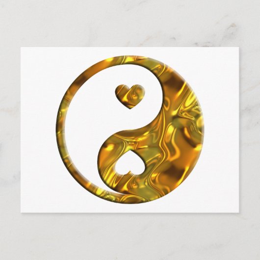 Yin & Yang / Herz Gold Postkarte (Vorderseite)
