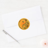 Yin & Yang / Herz Gold Runder Aufkleber (Umschlag)