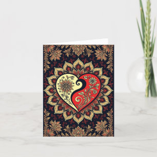 Yin-yang Herz-Mandala-Liebe Romantische Karte