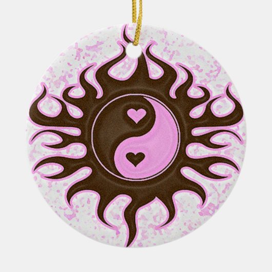 Yin Yang Herzen Keramikornament (Vorne)