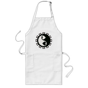 YIN YANG HERZEN SCHWARZES U. WEISS LANGE SCHÜRZE