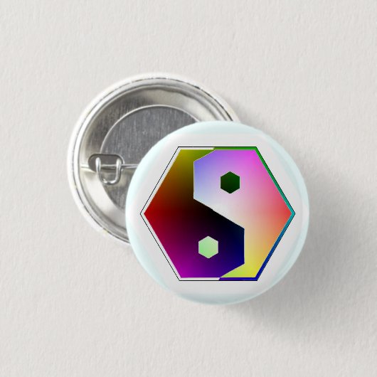 Yin Yang Hexagon Button (Vorne & Hinten)