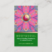Yin Yang Hippie Pink Green Yoga Business Card Visitenkarte (Rückseite)
