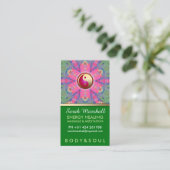 Yin Yang Hippie Pink Green Yoga Business Card Visitenkarte (Stehend Vorderseite)