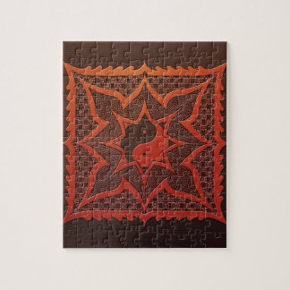 Yin Yang Holzschnitt-Mandala Puzzle