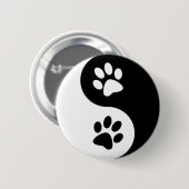 Yin Yang Hundetatzen Button (Vorne & Hinten)