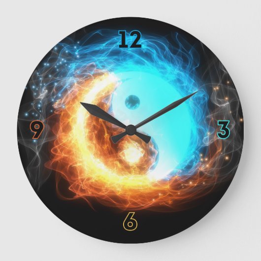 Yin Yang Ice and Fire heiligen Symbol Wanduhr (Vorderseite)