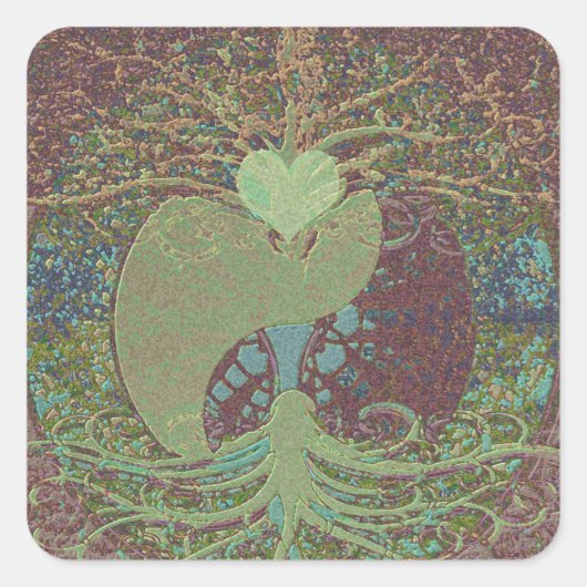 Yin Yang in Brown Quadratischer Aufkleber (Vorderseite)