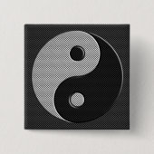 Yin Yang in Carbon Fibre Print Style Button (Vorderseite)