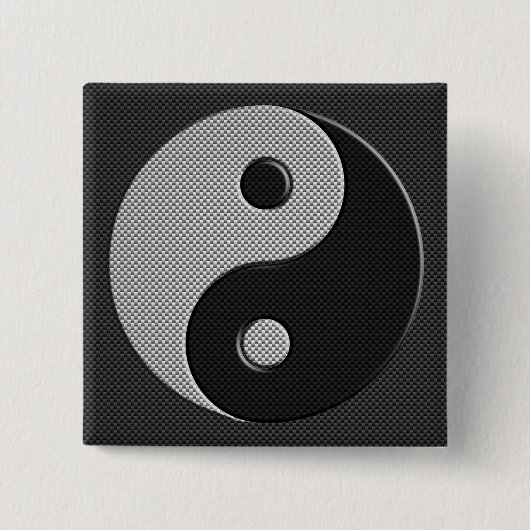 Yin Yang in Carbon Fibre Print Style Button (Vorderseite)