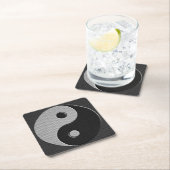 Yin Yang in Carbon Fibre Print Style Rechteckiger Pappuntersetzer (Vor Ort)